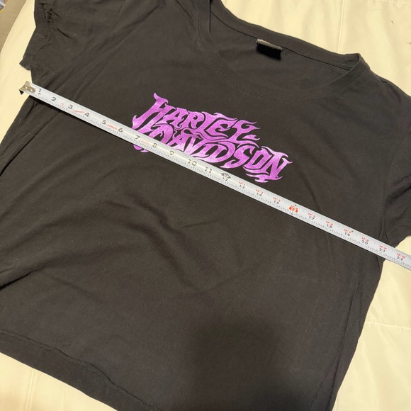 Harley Davidson Short Sleeve Shirt Womens Medium Black Purple Metallic Wisconsin - Picture 8 of 9